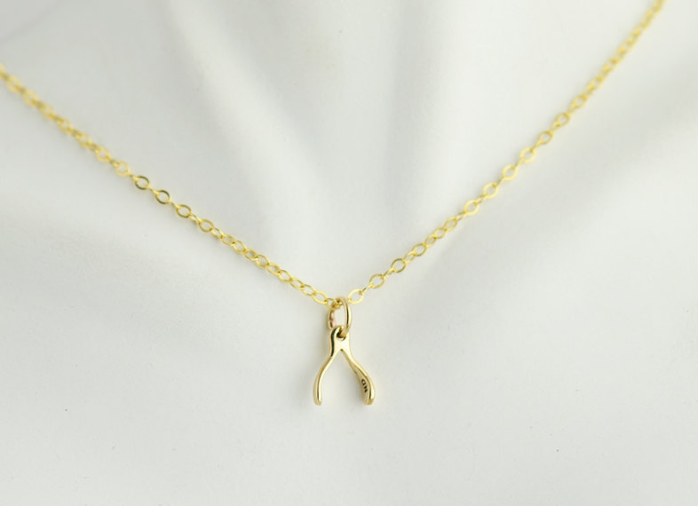 Gold Wishbone Jewelry, Womens Jewelry, Celebrity Inspired, Chain Necklace, Tiny Wishbone Necklace
