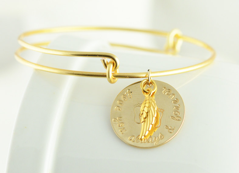 Personalized Gold Bangle Charm Bracelet, Mommy Bracelet, Mother Jewelry, Rememberance Jewelry,alex And Ani Inspired