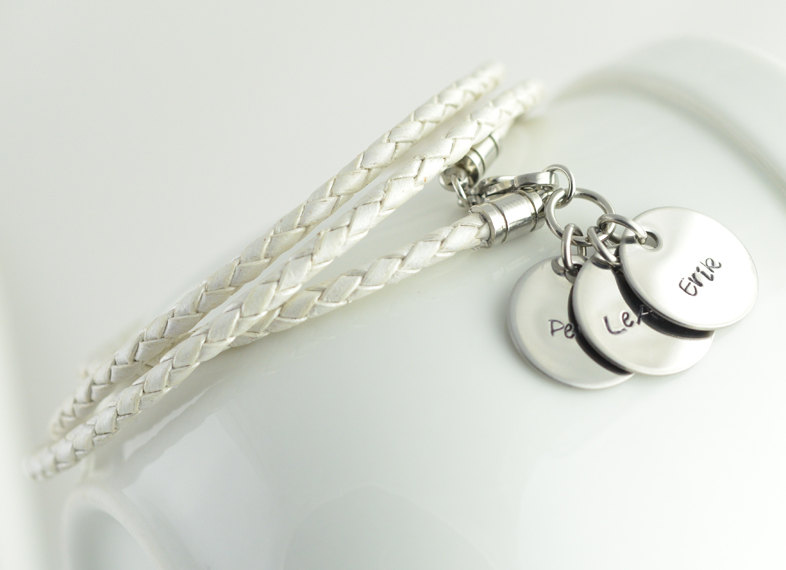 Personalized Hand Stamped Bracelet ,womens Jewelry, Wrap Bracelet With Name Discs