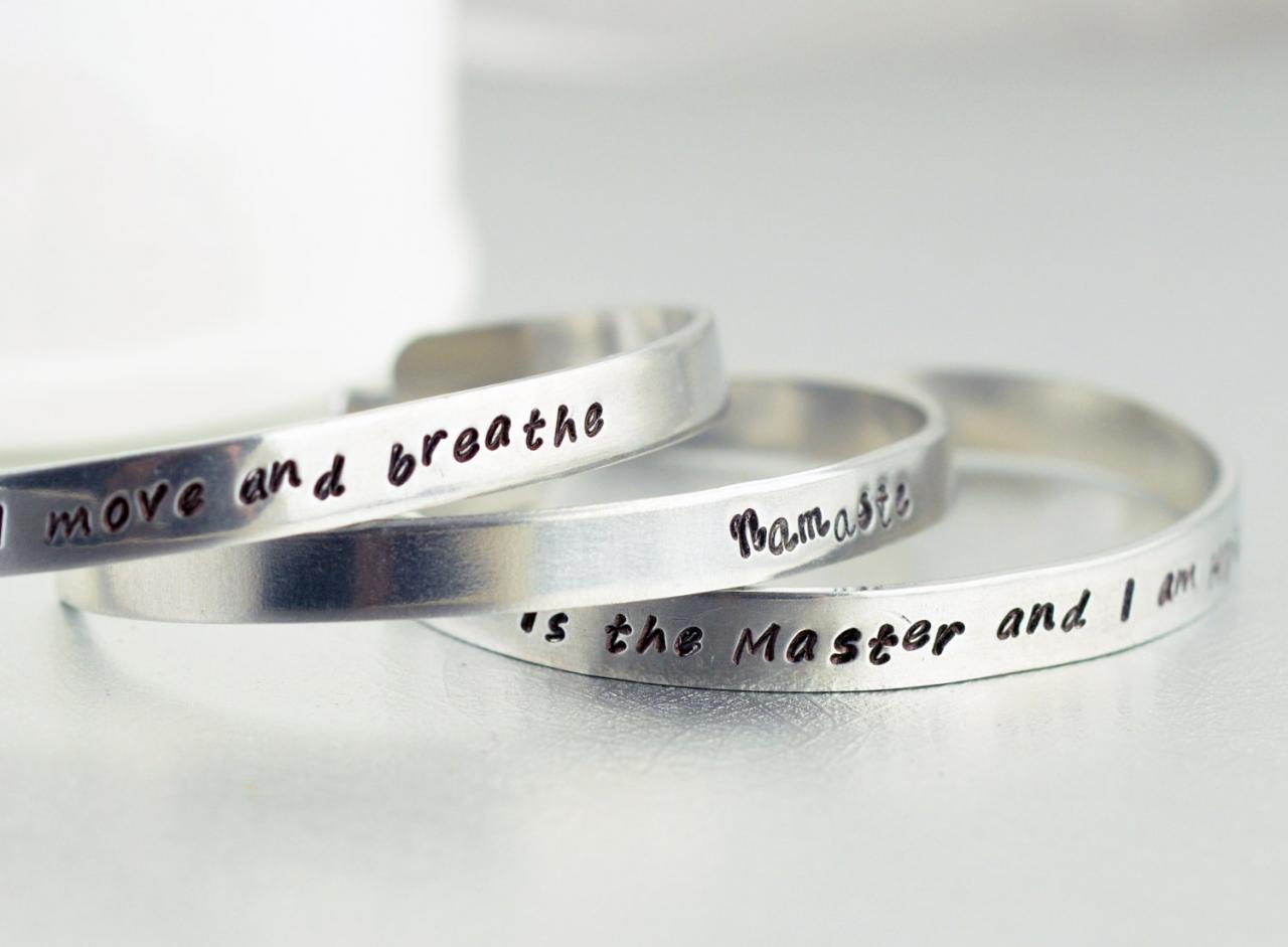 Hand Stamped Cuff, Personalized Bracelet, Friendship Bracelet, Two Metal  Cuffs, Name Bracelet