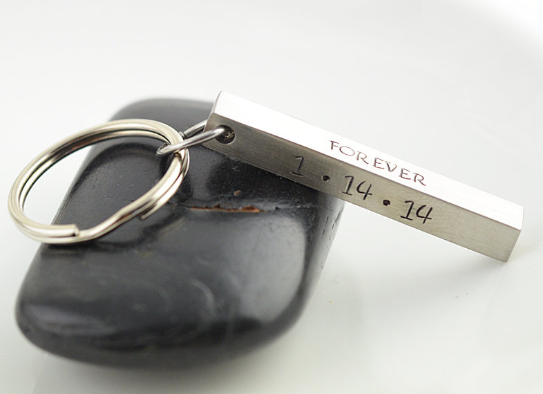 Personalized Keychain, Hand Stamped Key Chain, Gift For Him, Fathers Day Gift