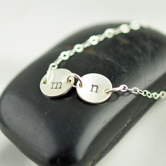 Hand Stamped Intial Neckalce, Initial Jewelry,personalized Initial Necklace, Sterling Silver Dainty Initial Necklace