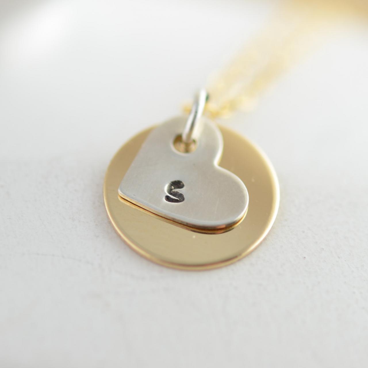 Personalized 14k Initial & Diamond Disc Necklace