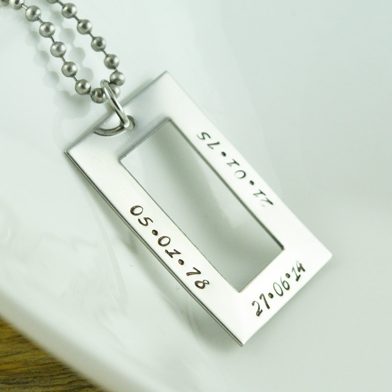 Mens Hand Stamped Necklace, Mens Personalized Jewelry, Fathers Day Personalized Necklace