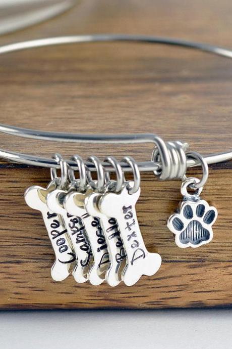 Dog Bone Bracelet, Dog Bone Charm, Dog Mom Gift, Dog Paw Charm, Dog Charm Necklace, Dog Lover Necklace,Dog Lover Gift, Animal Lover Gift