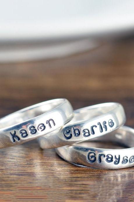 Mothers Ring, Stackable Name Rings, Stacking Rings Silver, Gift for Mom, Name Rings, Personalized Ring, Mothers Jewelry, Mothers Gift