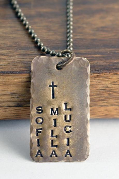 mens dog tag necklace - hand stamped tag necklace - personalized mens necklace - mens necklace - mens jewelry - fathers day gift