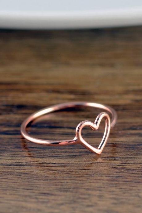 Rose Gold Heart Ring, Heart Ring, Rose Gold Jewelry, Stacking Rings, Birthday Gifts for Her, Gift for Women, Bridesmaid Gift