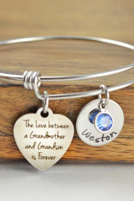 The Love Between A Grandmother And Grandson Is Forever Bracelet, Gift For Grandmother, Gift For Grandma, Grandmother Gift, Grandma Gift