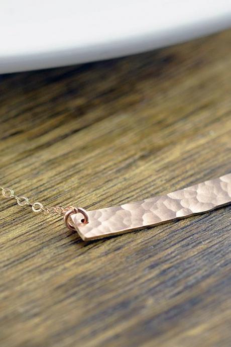 Horizontal Bar Necklace - Gold, Silver, Rose Gold - Custom Name Necklace Hand Stamped Initial - Bridesmaid Necklace - Mothers Day Gift