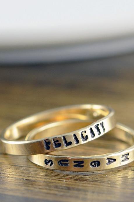Personalized Gold Ring, Kids Names Rings, Mommy Ring, Name Ring, Custom Name Ring, Gold Ring, Hand Stamped Ring, Personalized Ring