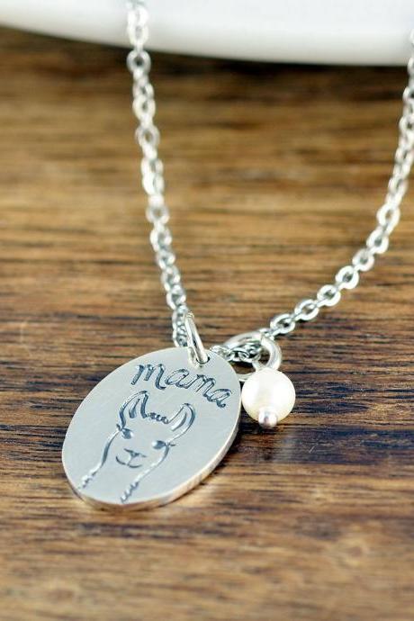 Llama Mama Necklace, Women&amp;#039;s Charm Necklace, Mom Necklace, Mom Gift, Gift For Mom, Christmas Gift For Wife