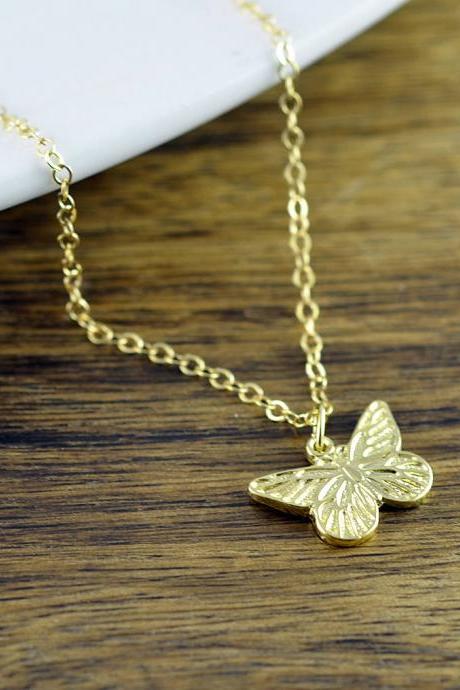 Gold Butterfly Necklace, Butterfly Necklace, Butterfly Charm Necklace, Butterfly Jewelry, Mother, Best Friends Gift, Wife Gift