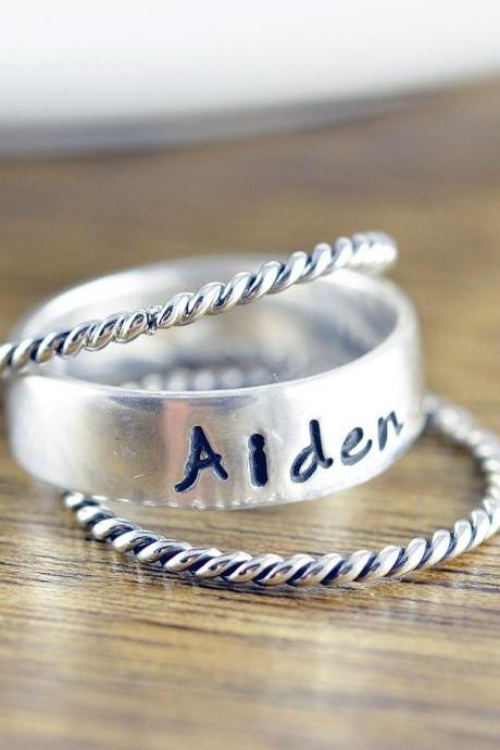 Mothers Ring - Stackable Name Rings - Gift for Mom - Name Rings - Personalized Stacking Ring - Mothers Jewelry - Mothers Ring
