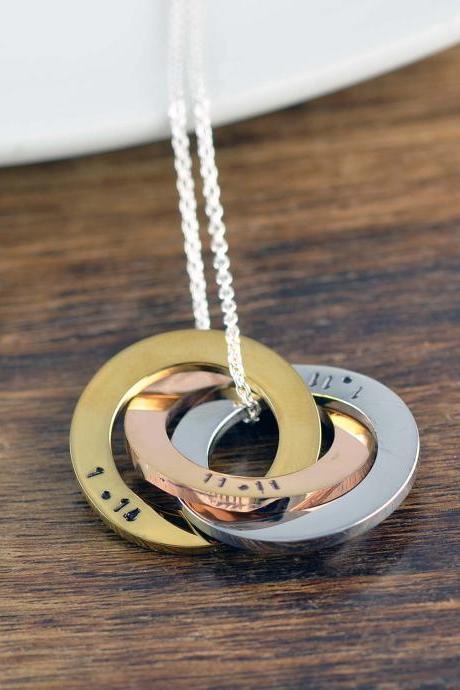 Necklace For Mom, Personalized Mothers Necklace, Kids' Name Necklace, Custom Name Necklace, Russian Ring Necklace, Name Necklace For Mother