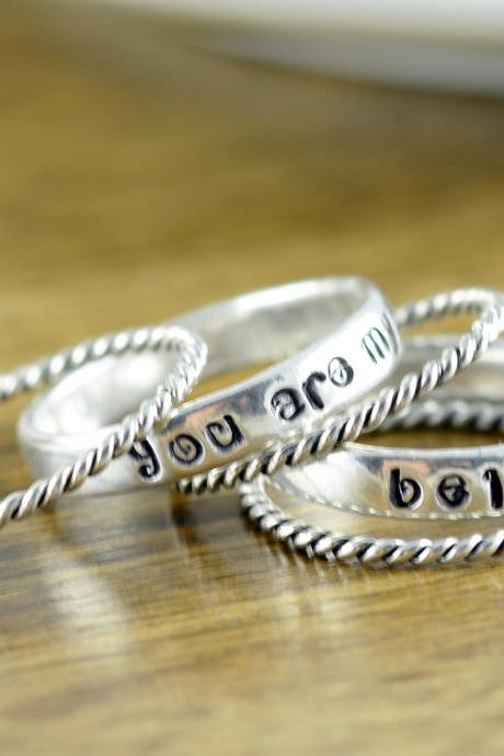 Mothers Ring - Stackable Name Rings - Gift For Mom - Name Rings - You Are My Sunshine Jewelry - Personalized Stacking Ring - Mothers Jewelry