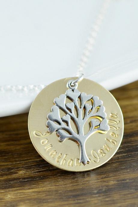Family Tree Necklace - Mother's Necklace - Tree of Life Necklace - Personalized Necklace, Kids Name Necklace, Mothers Day Gift, Gift for Her