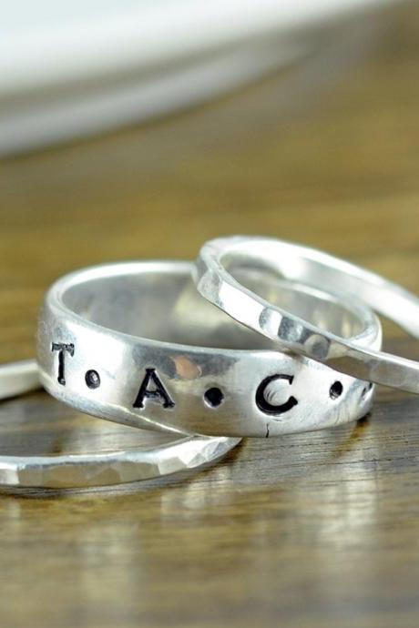 Stackable Ring - Custom Name Ring - Sterling Silver Personalized Hand Stamped Mothers Ring - Gift for Mom - Name Ring - Mothers Jewelry