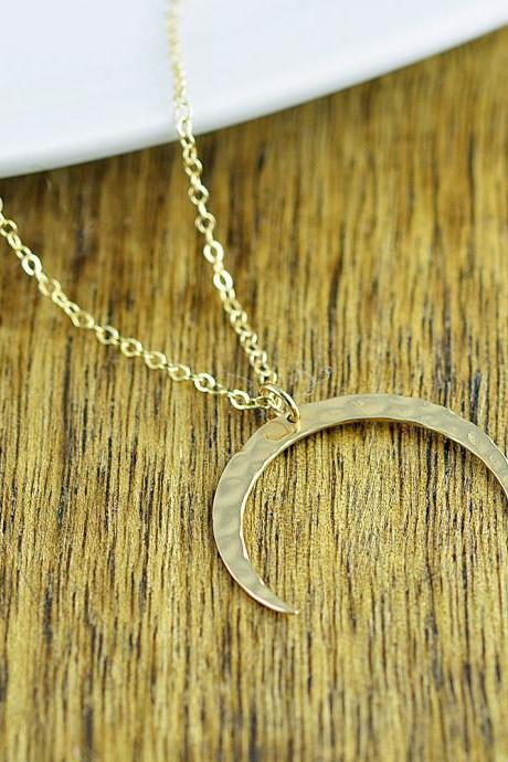 Large Hammered Crescent Moon Pendant, Boho Jewelry, Boho Necklace, Moon Necklace, Crescent Moon Necklace, Moon Pendant, Gift for Her