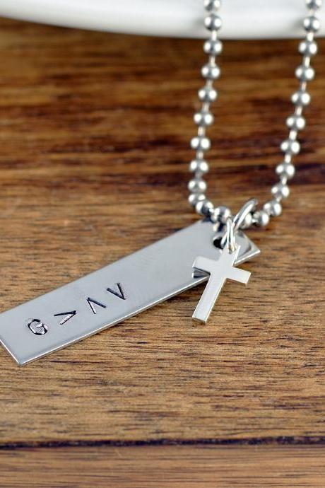 Mens Jewelry, Mens Gift, Personalized Tag Necklace,Boyfriend Gift, Gifts for Him, God Is Greater Necklace, Religious Gift