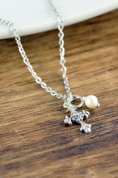 Tiny Cross Necklace, Silver Cross Necklace, Cross Necklace, Petite Necklace, Christian Gifts,Communion Necklace,confirmation gifts for girls