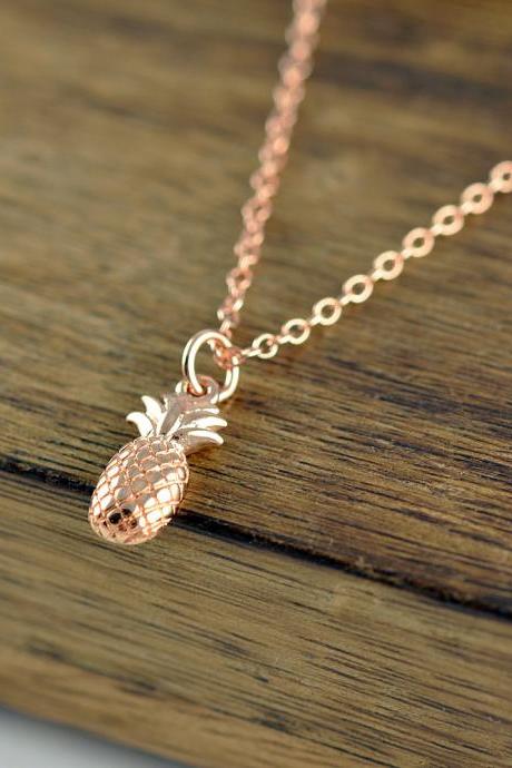 Rose Gold Pineapple Necklace, Pineapple Necklace, Pineapple Charm Necklace, Pineapple Charm, Simple Necklace, Best Friends Gift
