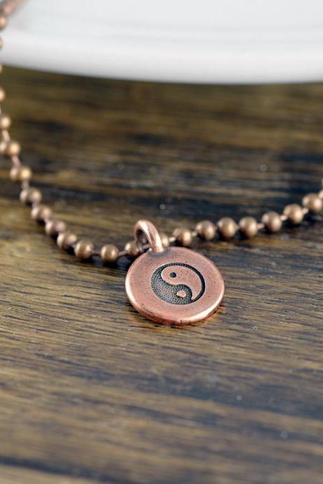 copper ying yang necklace -pendant necklace - mens necklace - boyfriend gift - anniversary gift
