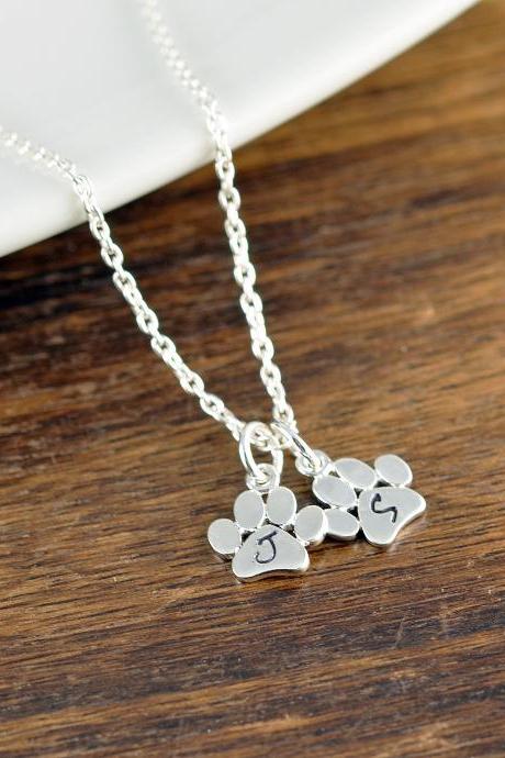 Dog Mom Gift, dog lover necklace, dog paw necklace, dog lover gift, animal lover gift, Initial necklace, charm necklace, gift for women