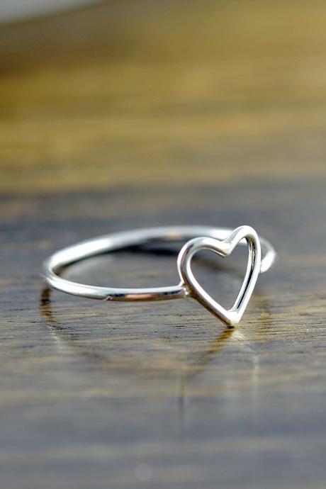 silver rings for women, heart ring, sterling silver, stacking rings, statement rings, gift for her, valentines day, romantic jewelry
