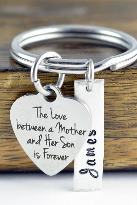 The Love Between A Mother And Her Son Is Forever Keychain / Mother And Son Gift, Mothers Jewelry, Mothers Day Gift, Mothers Keychain