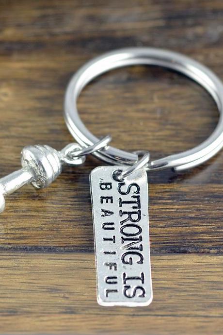 Fitness Keychain, Strong Is Beautiful Keychain, Motivational Jewelry, Crossfit Lover, Fitness Gifts, Fitness Jewelry, Crossfit Gift