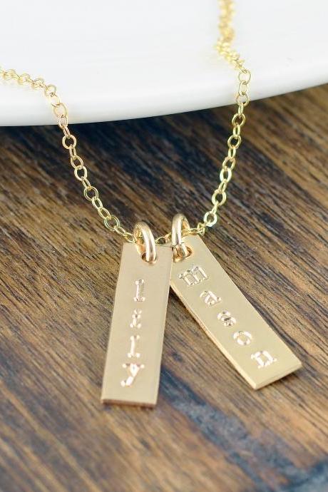 Gold Hand Stamped Personalized Mother Necklace, Mothers Day Gift, Mother Gift, Mothers Day Jewelry, Tag Necklace, Personalized Tag Necklace