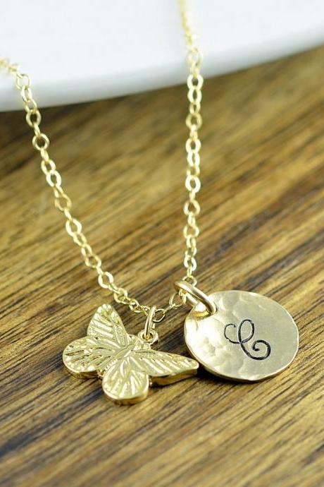 Personalized Necklace, Butterfly Initial Necklace, Butterfly Necklace, Butterfly Initial Necklace, Butterfly Jewelry, Butterfly Necklace