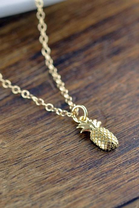 Gold Pineapple Necklace, Gold Pineapple Jewelry, Pineapple Charm, Pineapple Gift for her, Pineapple Gifts, Hawaiian Pineapple