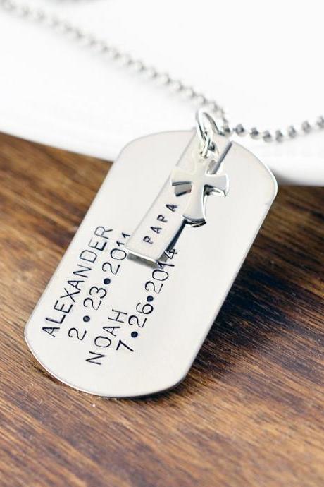 Dog Tags Custom, Gift for Dad, Personalized Father's Necklace, Father's day gift, Dad Necklace, Mens Necklace, Mens Personalized Necklace