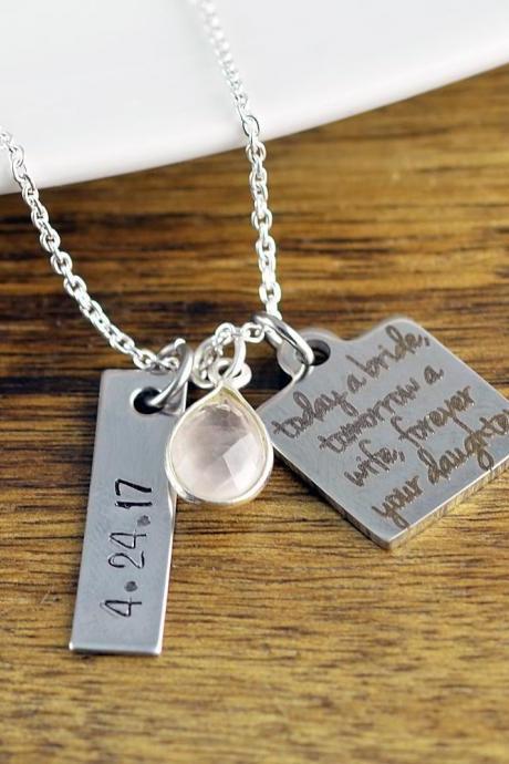Today a Bride Tomorrow a Wife Forever Your Daughter Necklace, Mother of Bride Necklace, Mom Jewelry, Wedding Gift Jewelry