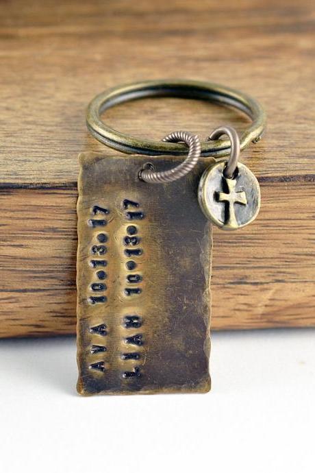 Father's Day Keychain Personalized, Dad Keychain, Dad Gift, Father's Day Gift, Fathers Keyring, Gift For Him, Hand Stamped Accessories