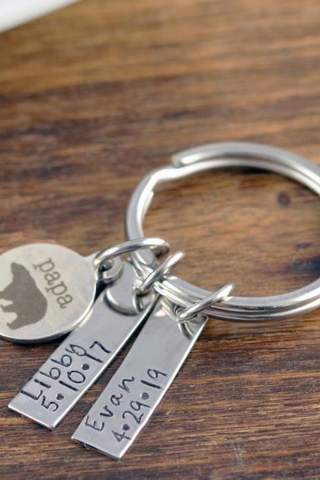 Dad Gift, Engraved Keychain, Papa Bear Keychain, Fathers Day Keychain, New Dad Gift, Father's Day Gift, Personalized Fathers Day Gift