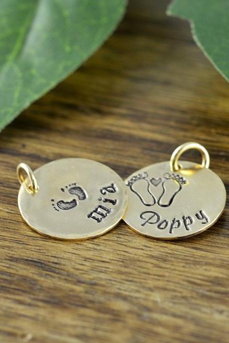 14 kt Gold Filled Name Charm, Personalized Name, Add A Charm, Hand Stamped Gold Filled Disc,Add On