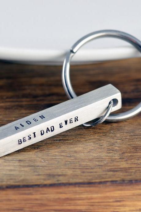 Custom Bar Keychain, Personalized Fathers Day Gift, Best Dad Ever, Gift for Dad, Mens Personalized Keychain, Bar Keychain, Kids Names