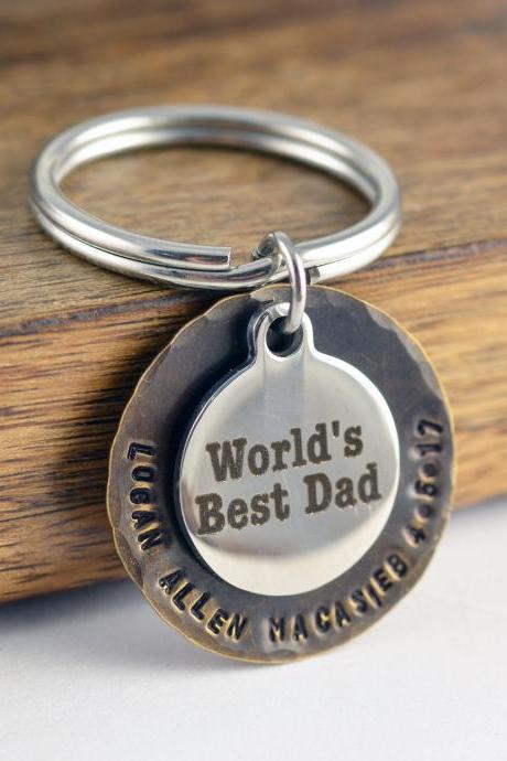 Father&amp;#039;s Day Gift, Birthday Gift For Dad, Personalized Keychain For Dad, Mens Keychain, Dad Gift, Worlds Dad, Engraved Keychain