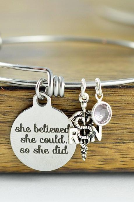 She Believed She Could So She Did, Nurse Gift, Gift For Nurse, Caduceus Jewelry, Nursing Gift, Rn Gift, Nursing Student, Nurse Appreciation