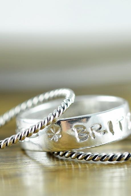 Stackable Mothers Ring - Sterling Silver Stacking Rings - Personalized Hand Stamped Ring - Mom Ring - Gifts for Mom - Mom Jewelry