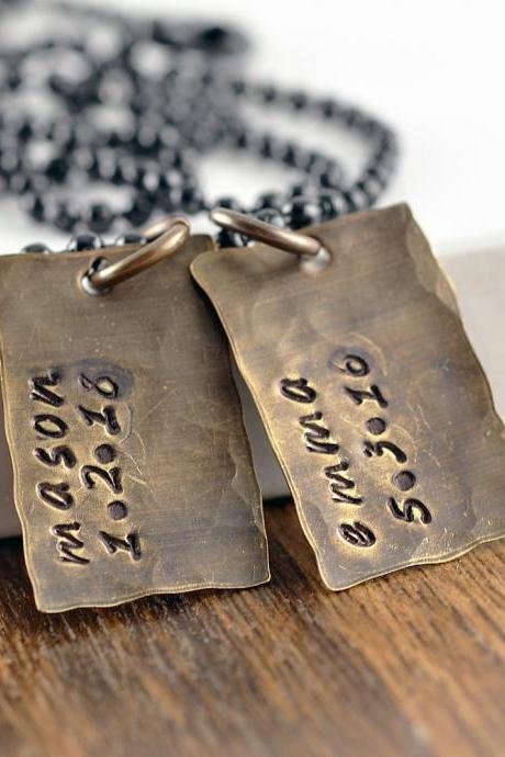 mens dog tag necklace - hand stamped tag necklace - personalized mens necklace - mens necklace - mens jewelry - boyfriend gift - mens gift