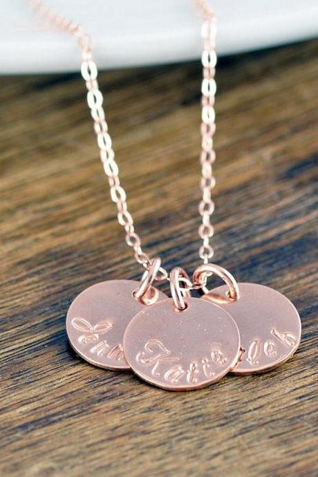 Rose Gold Jewelry, Rose Gold Necklace, Name Necklace, Personalized Name Necklace, Disk Necklace, Custom Name, Custom Circle Necklace