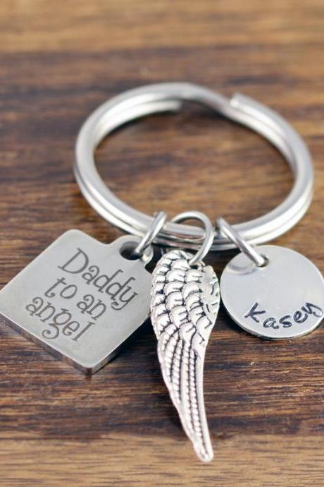 Daddy To An Angel KeyChain - Memorial Keychain, Remembrance Jewelry, Bereavement Gift, Sympathy Gift, Loss of Loved One, Infant Loss Gifts