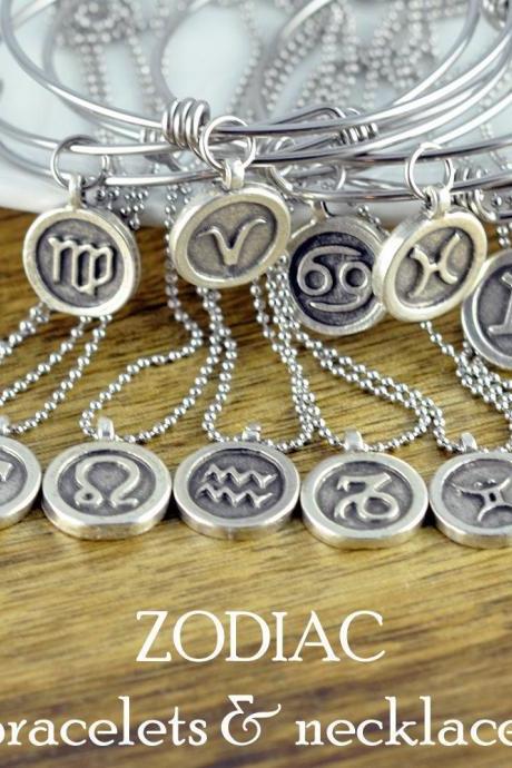 Zodiac Necklace - Horoscope Necklace - Zodiac Gift - Zodiac Charm Pendant - Zodiac Jewelry - Astrological Jewelry - Charm Necklace