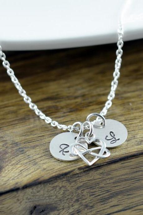 Heart Infinity Necklace, Infinity Necklace, Initial Jewelry, Initial Necklace, Valentine's Day Necklace - Bridesmaid Necklace -Gift For Wife