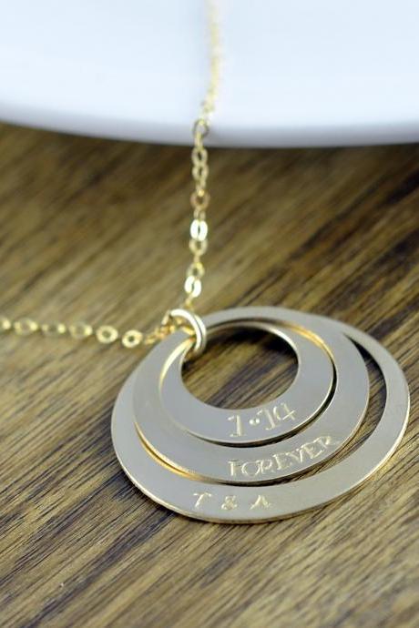 Gold Washer Necklace, Washer Jewelry, Washer Pendant, Triple Washer Necklace, Gold Necklace, Gold Jewelry, Gift for Her, Gift for Wife
