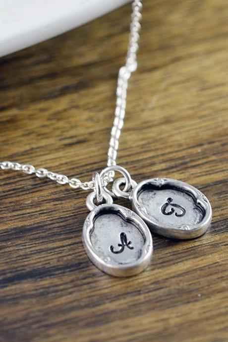 Personalized Necklace - Hand stamped Necklace - Monogram Necklace - Dainty Initial Necklace - Silver Necklace - Gift for Women